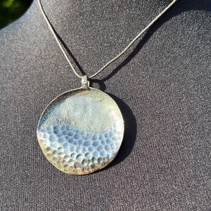Vintage Silpada Sterling Silver Large Hammered Pendant Necklace